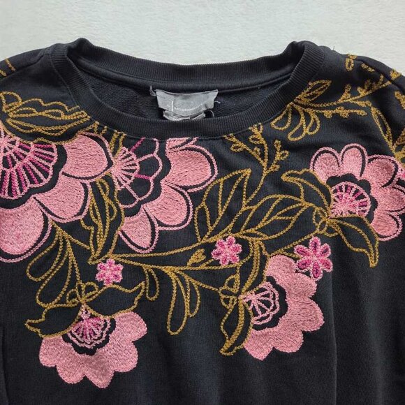 S By Anthropologie embroidered floral sweatshirt sweater in black - Picture 4 of 11
